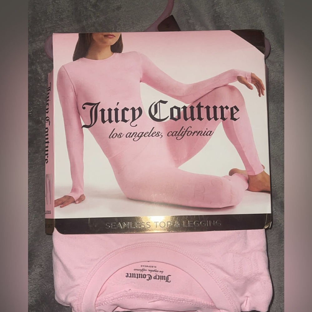 Juicy Couture Pink Long Sleeve Top & Legging Size Small Set with JC Design